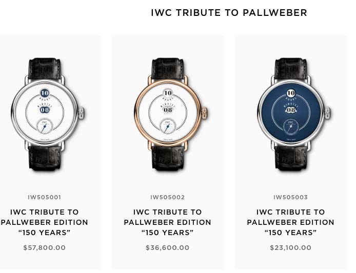 Collection of IWC TRIBUTE TO PALL WEBER